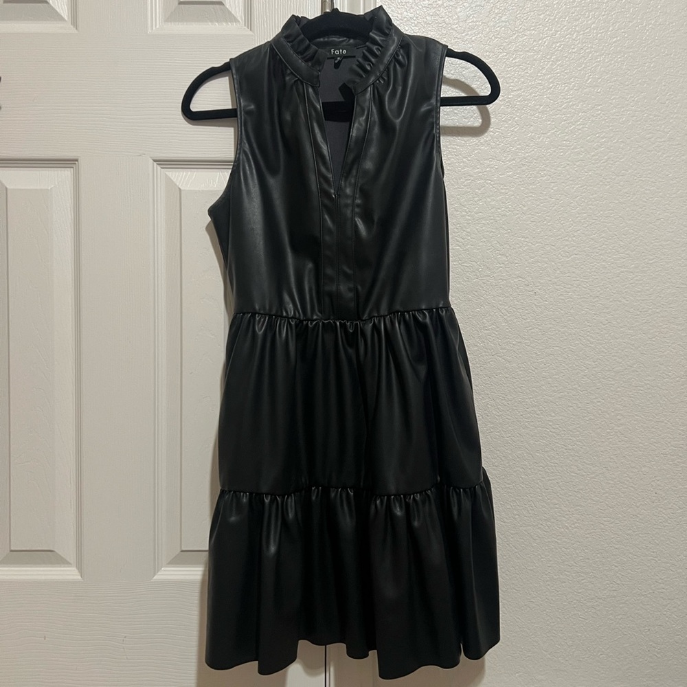 Black pleather boutique dress